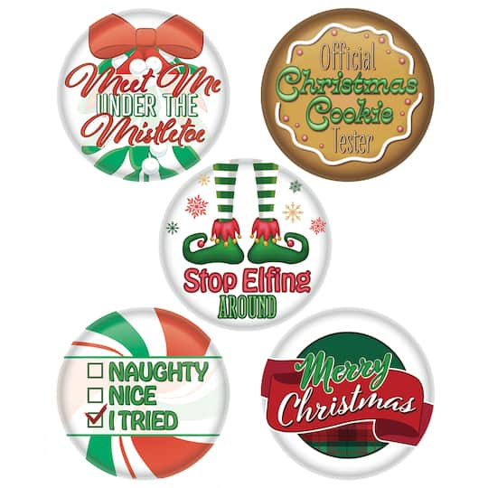 Beistle 2" Christmas Party Buttons, 5ct.